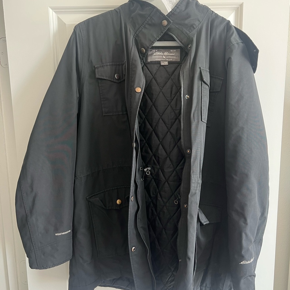 Eddie Bauer Black Winter Jacket with Faux Fur Hood